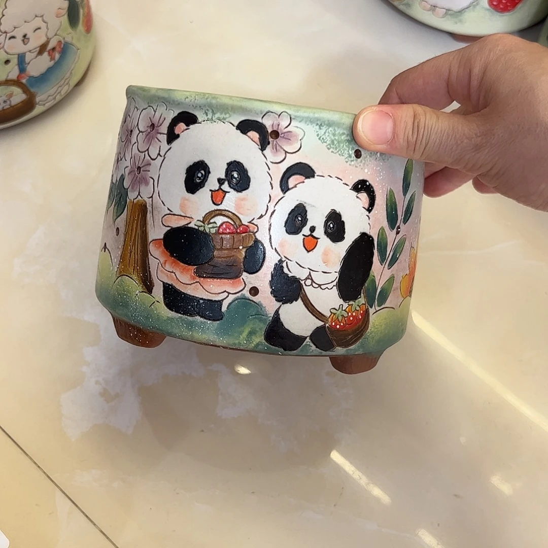 景德镇陶瓷花盆口12.5高11微瑕