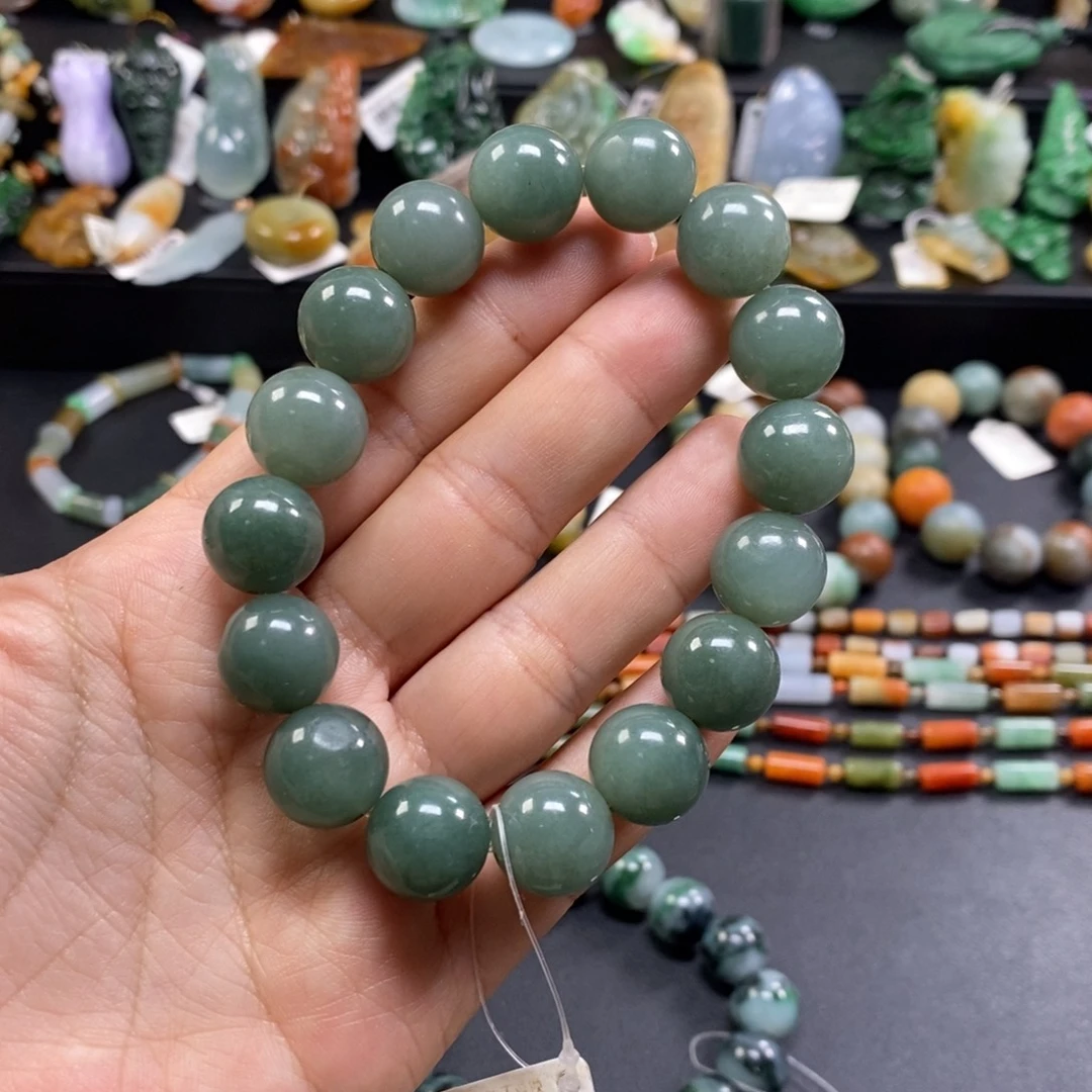 翡翠未镶嵌手串卡13*