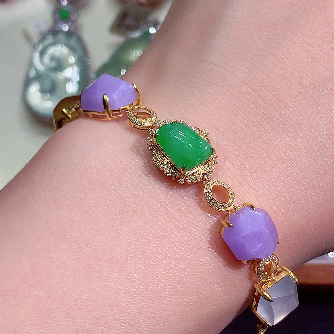 翡翠18K金镶嵌吊坠(不含链)