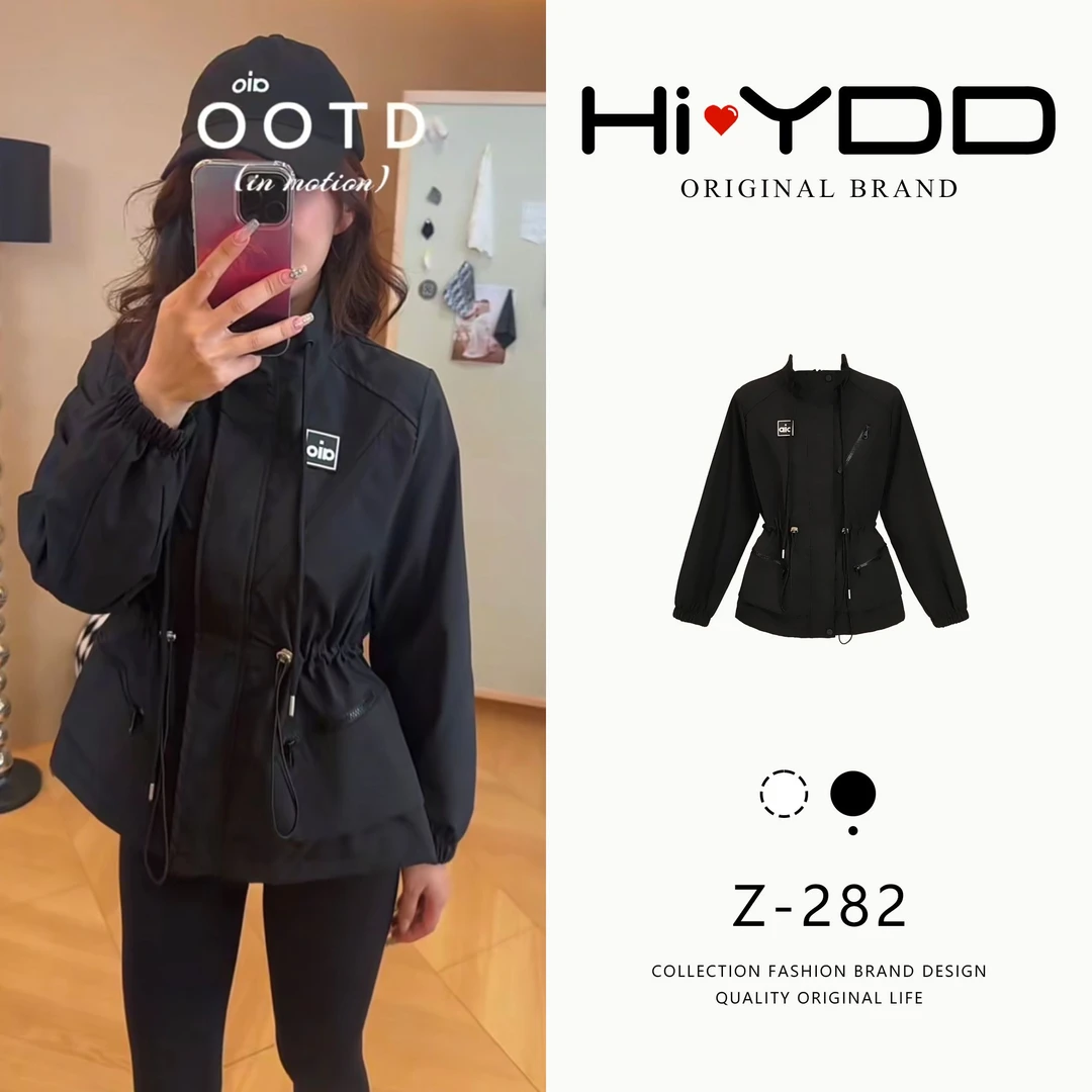 YDD•「Z-282」秋款休闲收腰显瘦立领冲锋衣设计感多拉链外套MM-6802