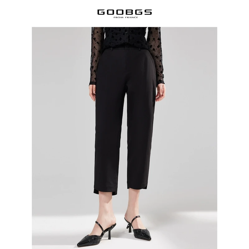 【籽言专属 】谷邦GOOBGS 黑色不规则小脚裤 G3191536