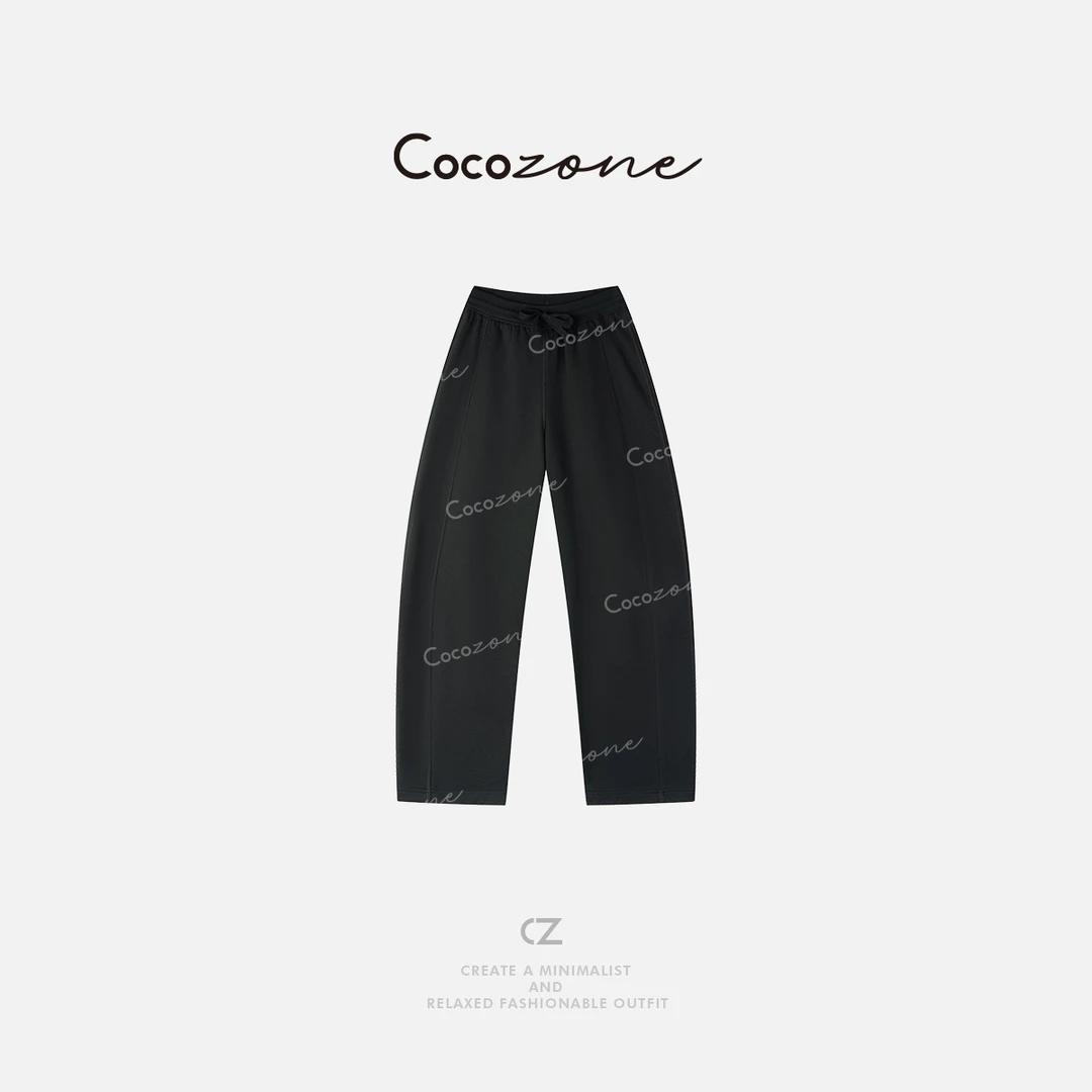 COCO ZONE 刘一一“报恩裤”美式慵懒风松紧腰显瘦弯刀裤ACD1A0107