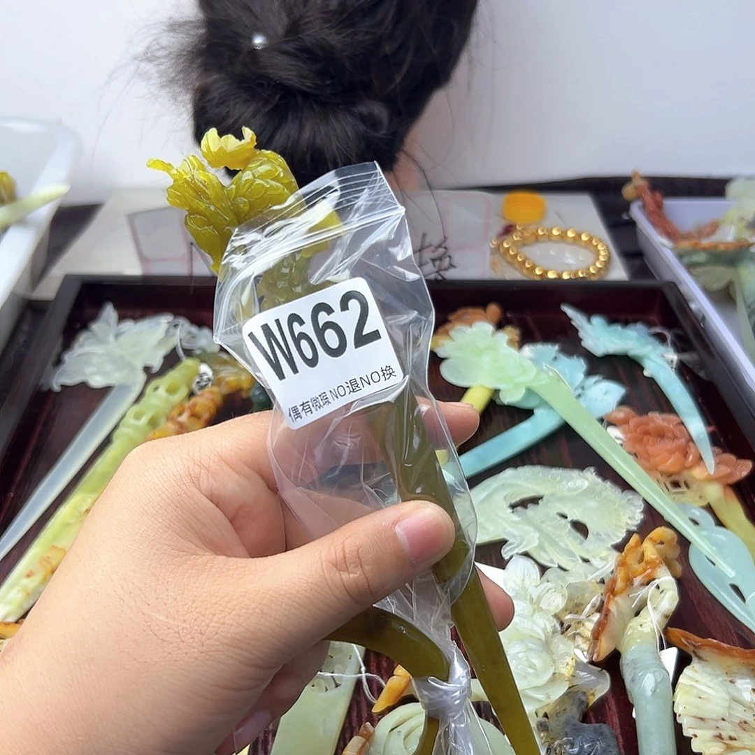 蛇纹石玉合金发饰蔷*薇