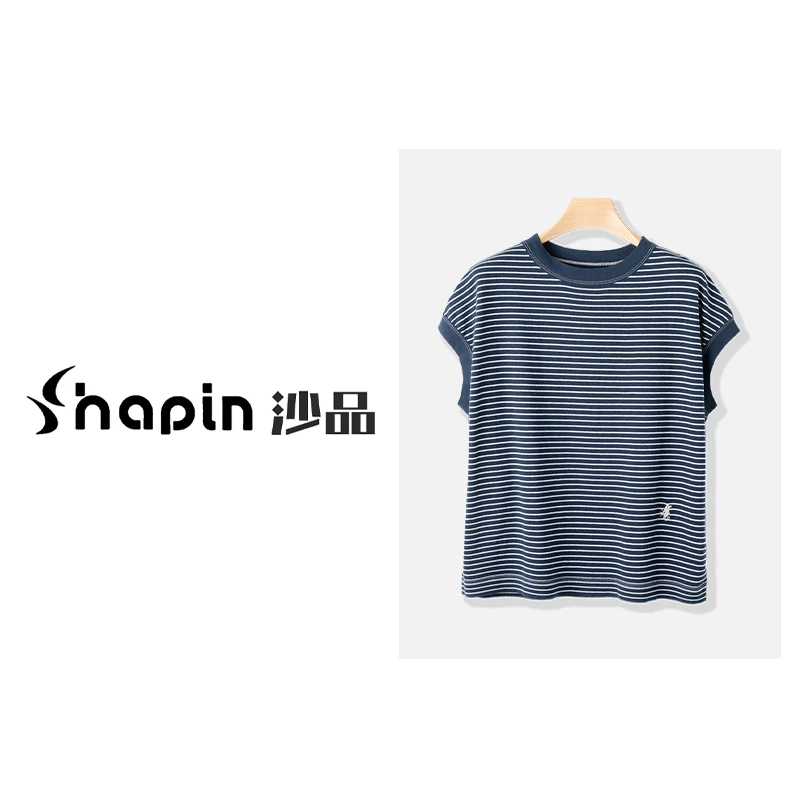 复古条纹慵懒无袖背心时尚明线简约宽松上衣女XS5661