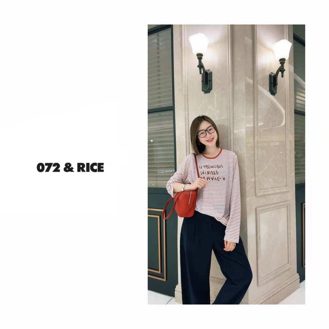 072 & RICE【果酱条纹】秋季休闲圆领条纹长袖上衣 Z-32NB412