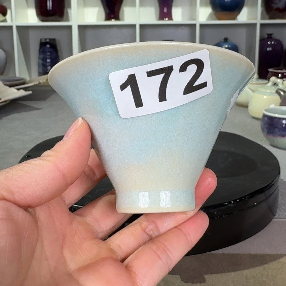 摆件陶福利钧窑斗笠杯纯手工