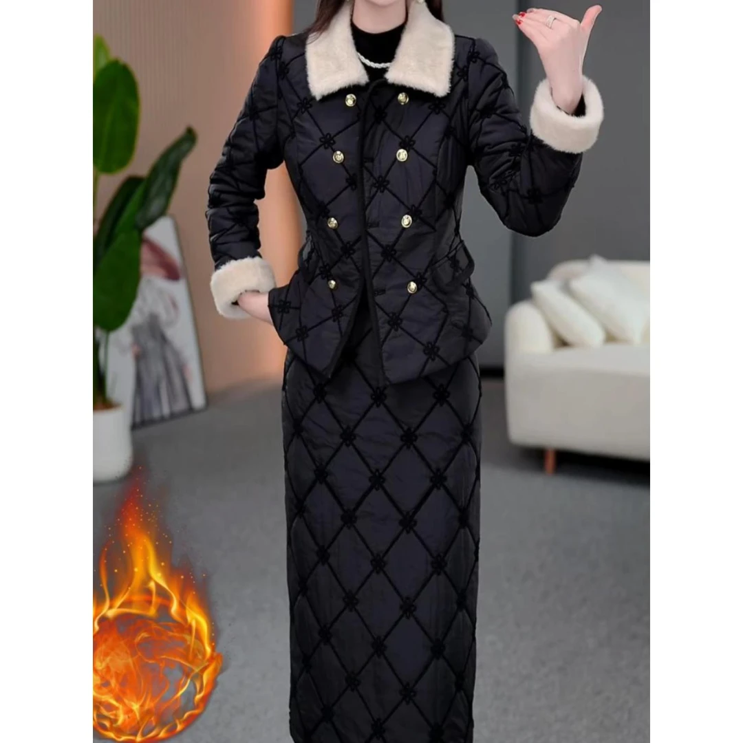 时尚洋气套装连衣裙女2025冬季新款妈妈气质百搭两件套小香风外套