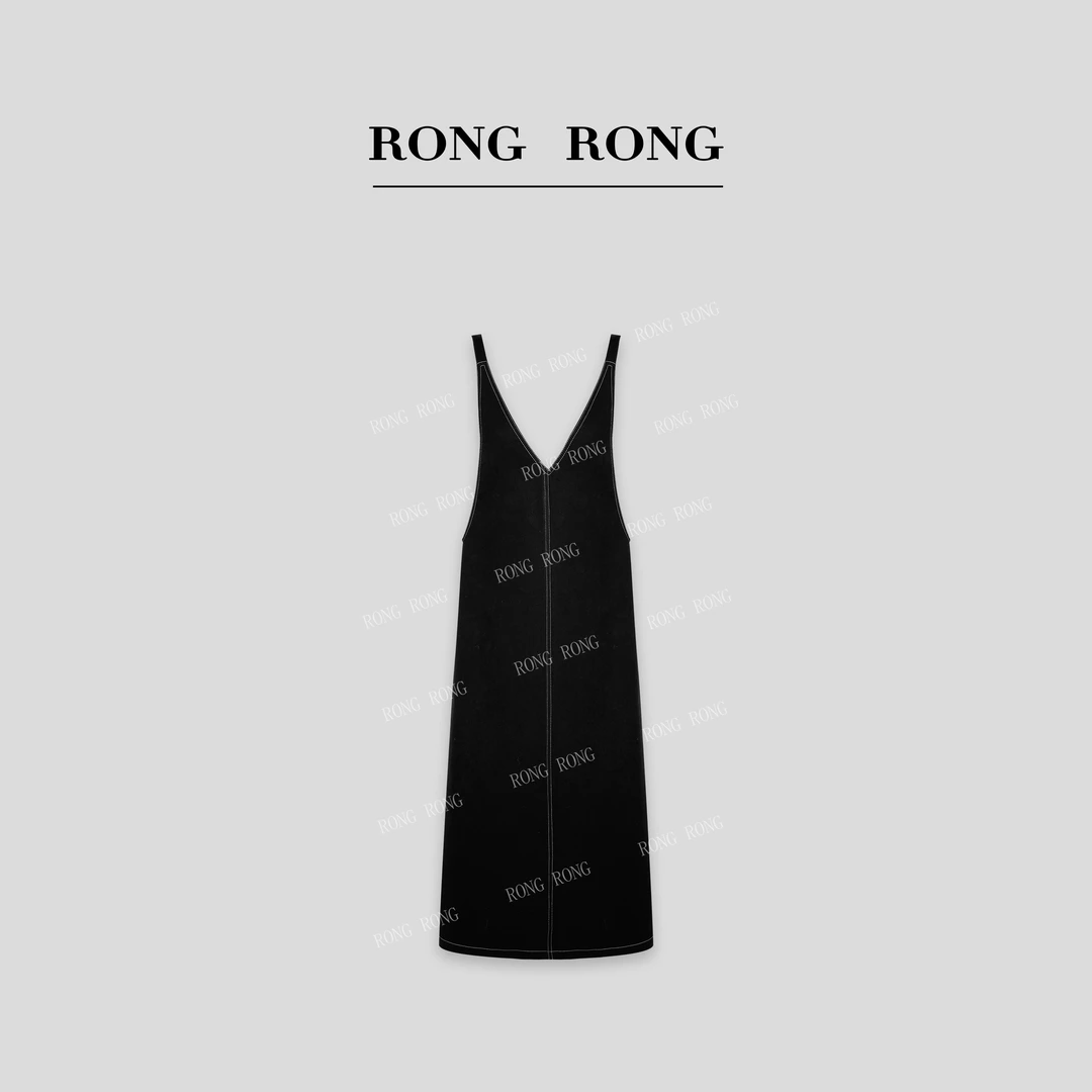 溶溶【浮山墨】RONGRONG 深v领高级感叠穿背带裙ZGC6L1157