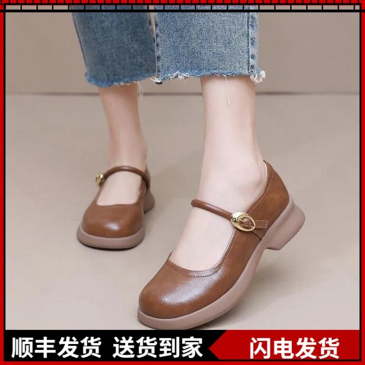 8990圆头玛丽珍鞋子女新款厚底春秋软底小百搭小众鞋子