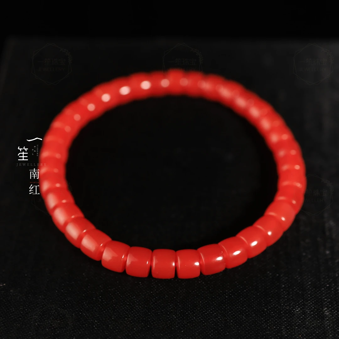 【一笙珠宝】天然南红直切入门级冰红手串手饰未镶嵌36颗约5x4mm