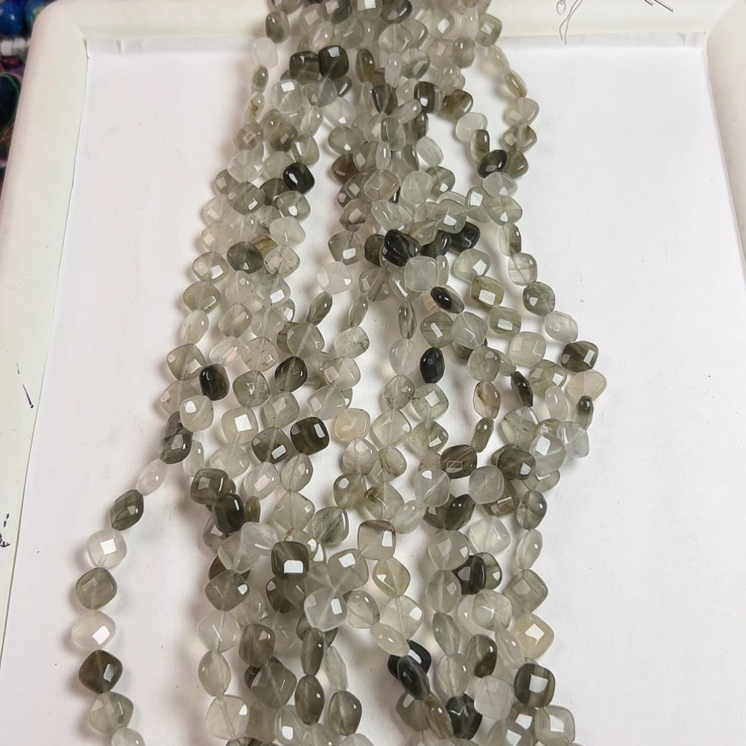 未镶嵌玛瑙/玉髓珠宝半成品A150 天然绿兔毛菱形