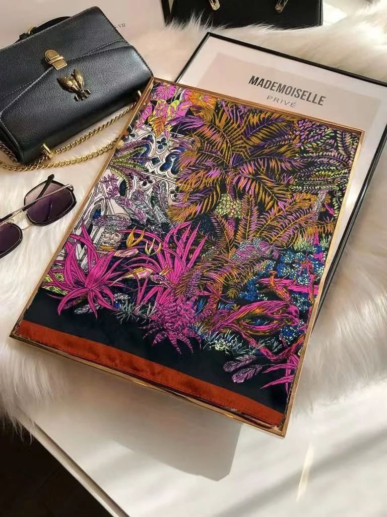 古堡花园浪漫风方巾 90/90尺寸、新款百搭