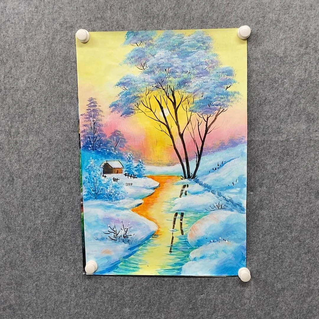 国画四尺三开一副