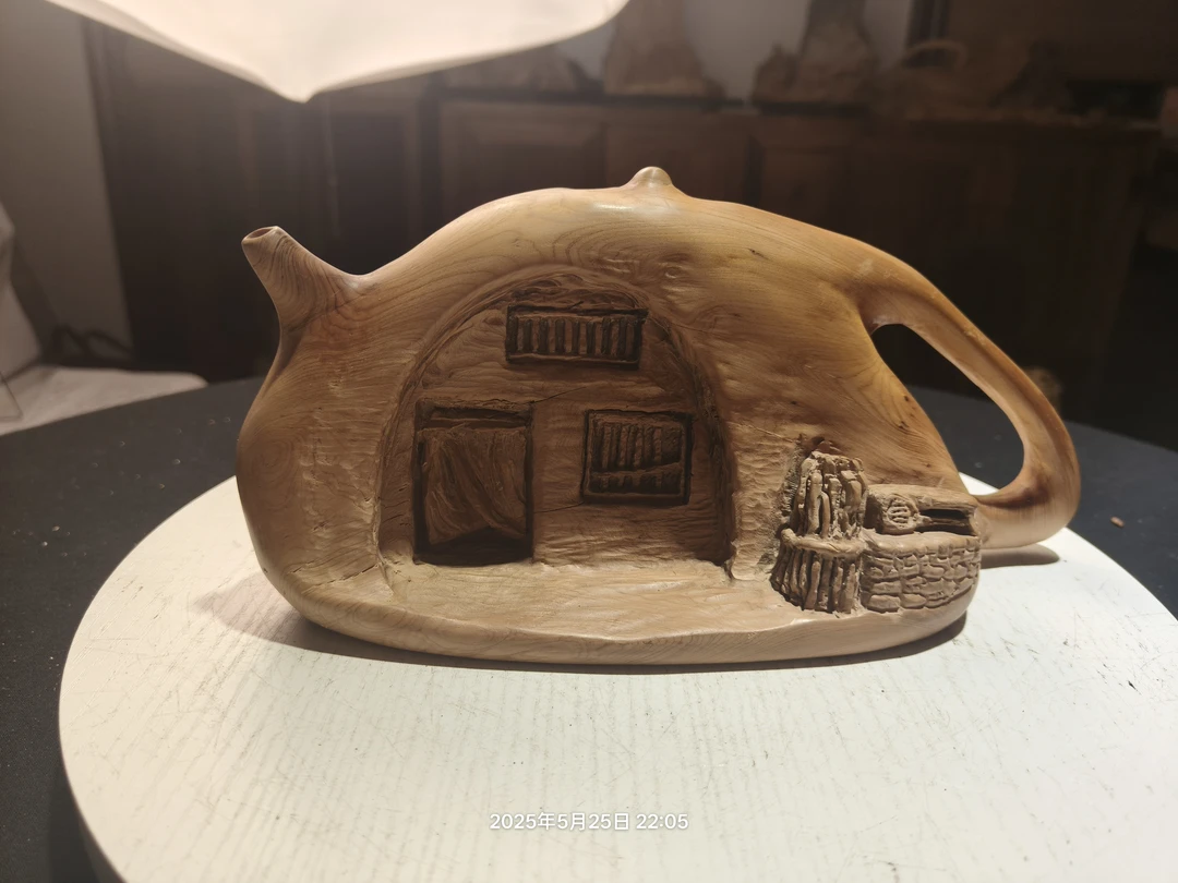 崖柏精品民居窑洞茶壶