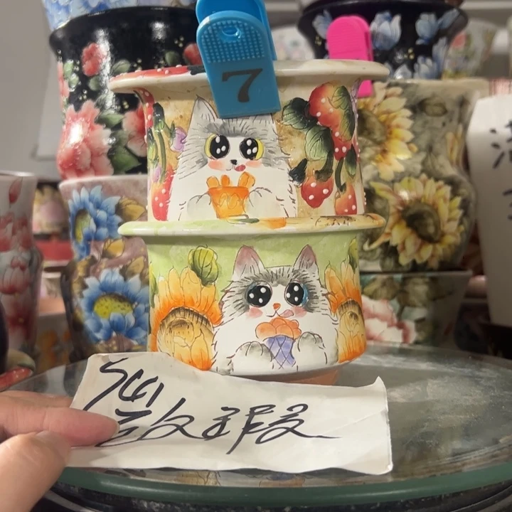 景德镇手绘花盆满38包邮偏远地区除外