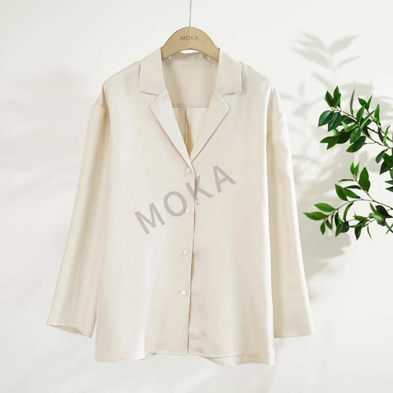 出口法单斜纹绸6A加密加厚西装女士衬衫（241286）