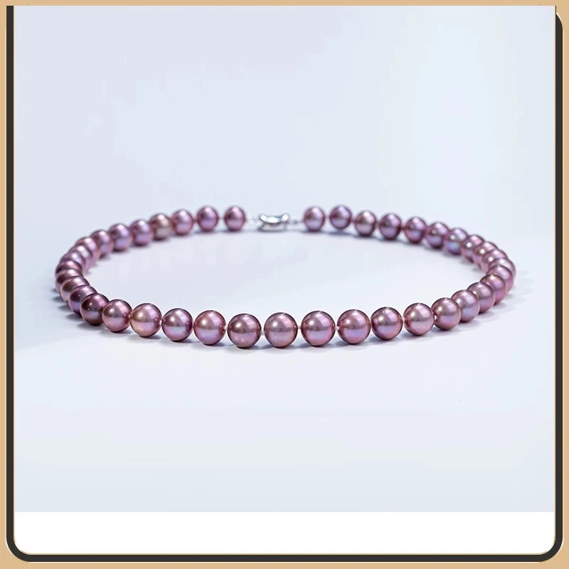 【五星好运紫】淡水紫色高贵珍珠项链吉尔德五星7-9mm