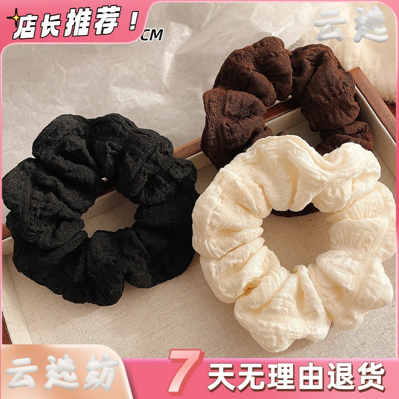 百搭法式简约气质大肠圈女高级感绳扎马尾橡皮发绳奶油泡芙发圈
