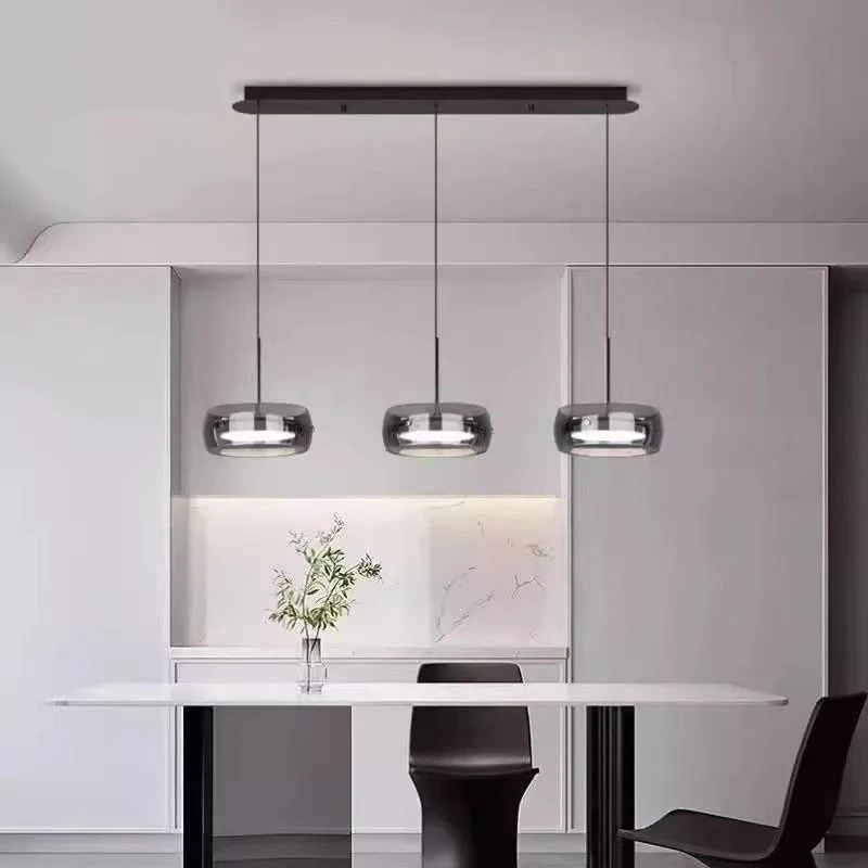 餐厅吊灯简约2025长条高级感意式玻璃三头吧台灯具餐厅灯现代简约