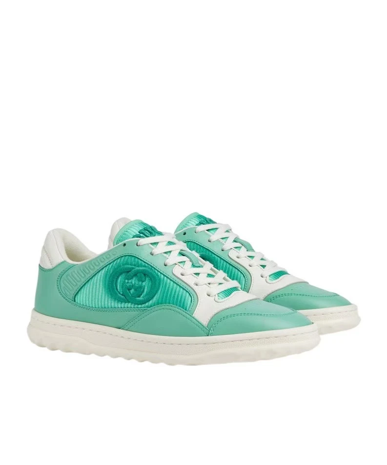 未使用 GUCCI/古驰 圆头系带双G刺绣低帮板鞋