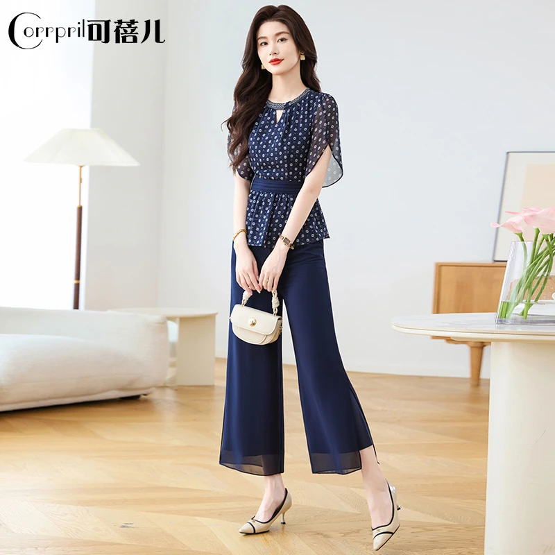 【可蓓儿】40减龄气质妈妈减龄雪纺套装女2025新款夏季爆高级感女人