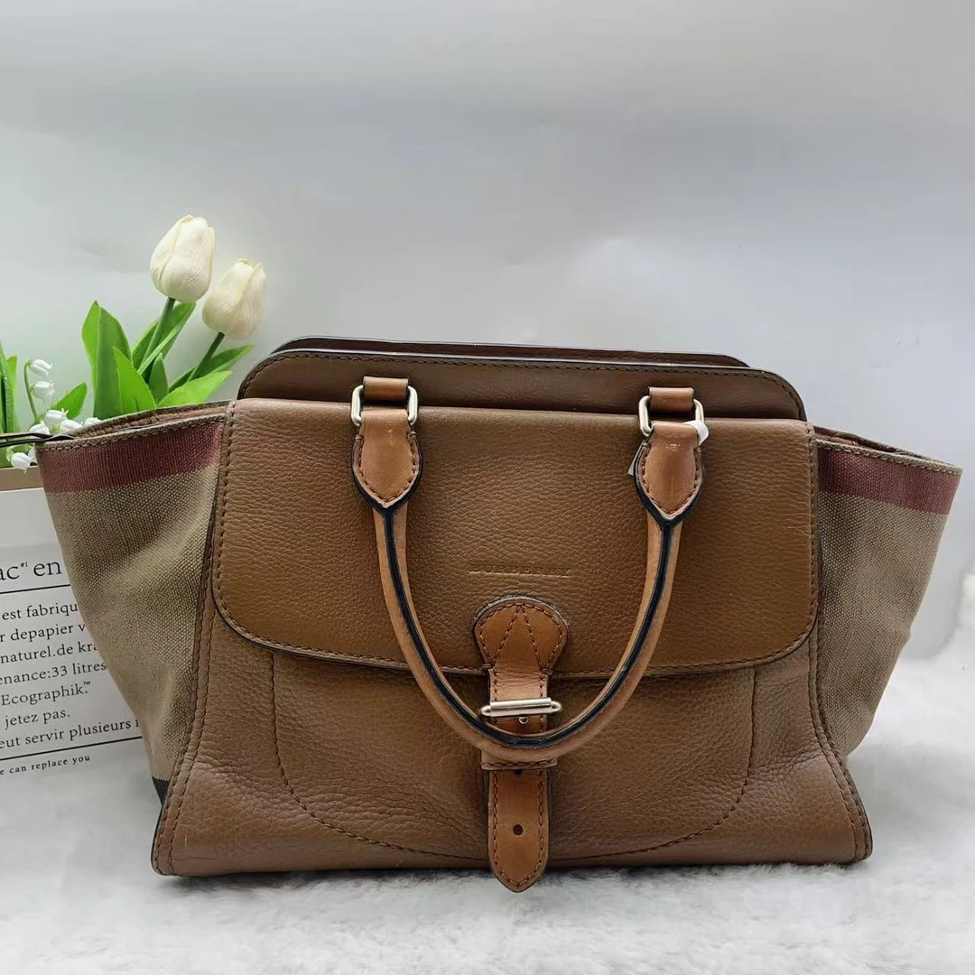 95新 BURBERRY/博柏利 棕色手提托特包 1243 2294