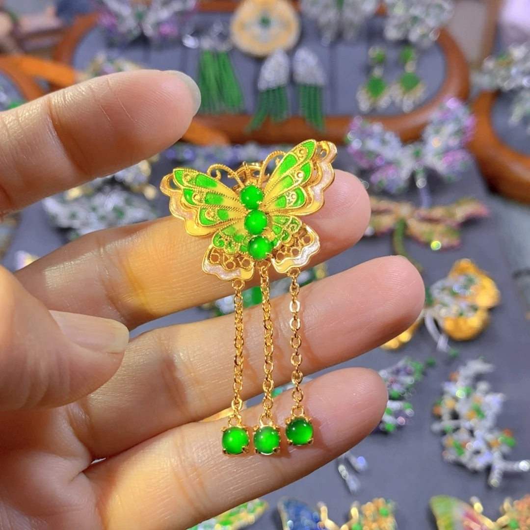 颈饰银S925镶嵌翡翠