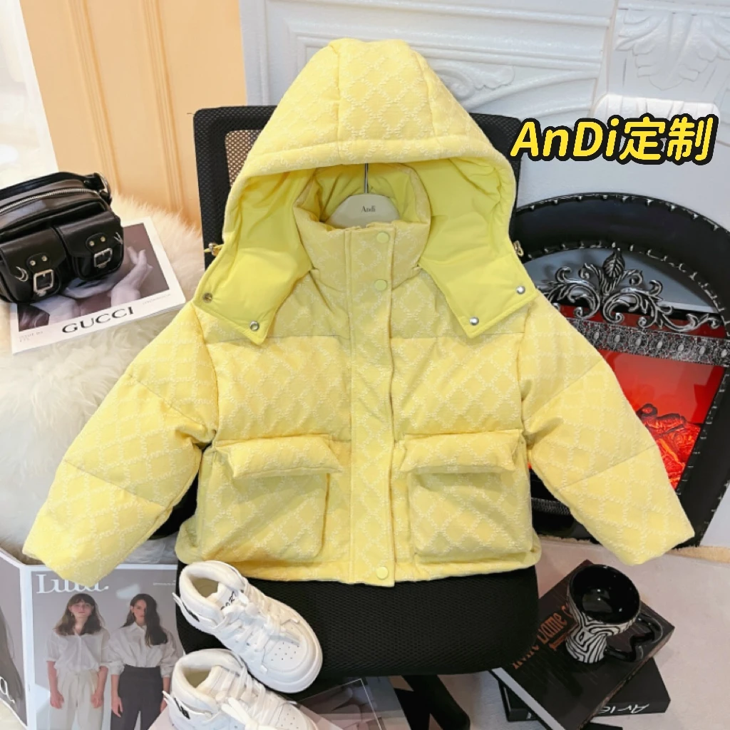 〖ANDI〗订制冬季新款中大童洋气字母满印连帽羽绒服3222