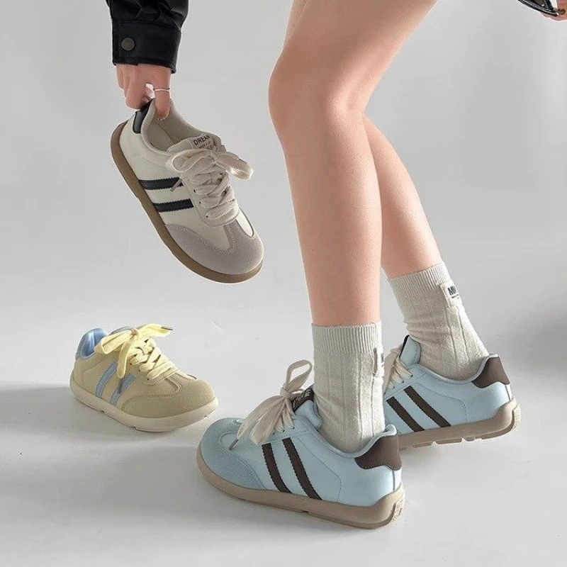 芒果厚底校园小白鞋女款2025春季新款爆款百搭chic鞋子复古德训鞋