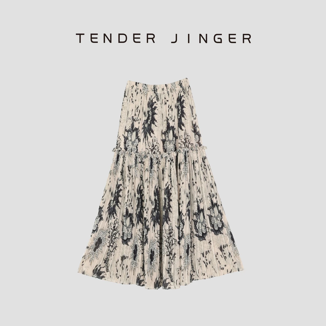 Tender Jinger【黑标】高级感气质大摆百褶半身裙T52YIL014Y