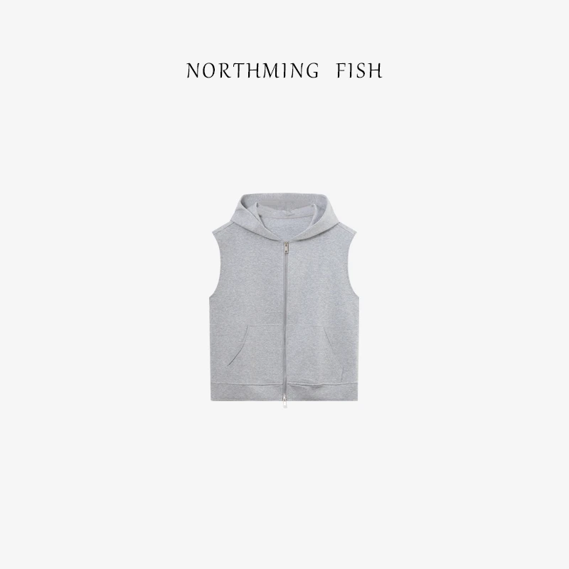 NORTHMING FISH「叠穿加分项」经典B入格雷系 灰色卫衣马甲外套