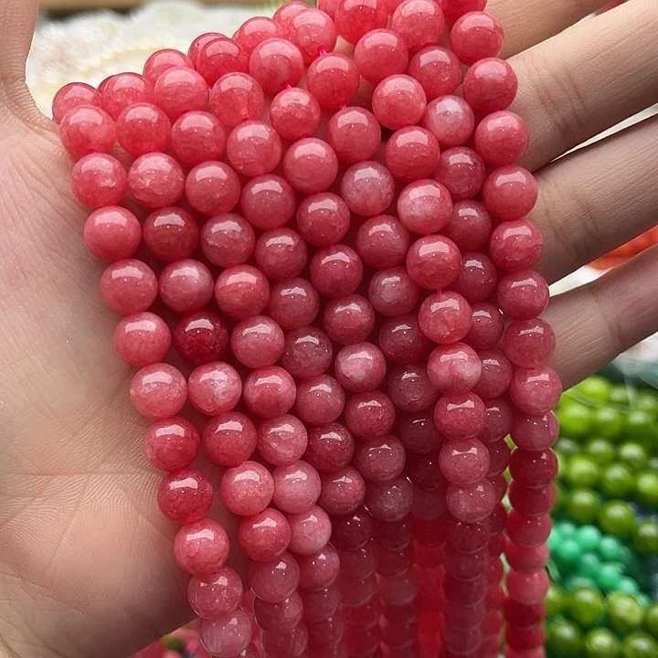 玛瑙/玉髓珠宝半成品未镶嵌一条8mm左右红纹石