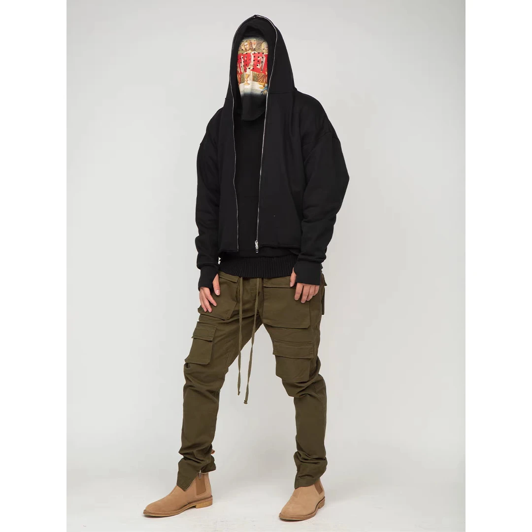 潮牌男女时尚休闲百搭户外连帽黑色卫衣1315-D9-7