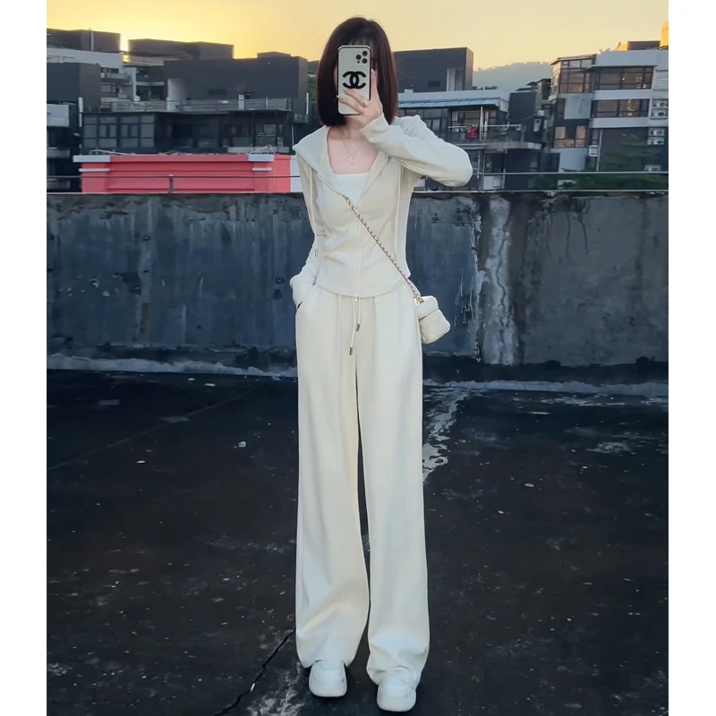 休闲运动套装时尚卫衣炸街设计感春秋显瘦休闲运动小个子两件套