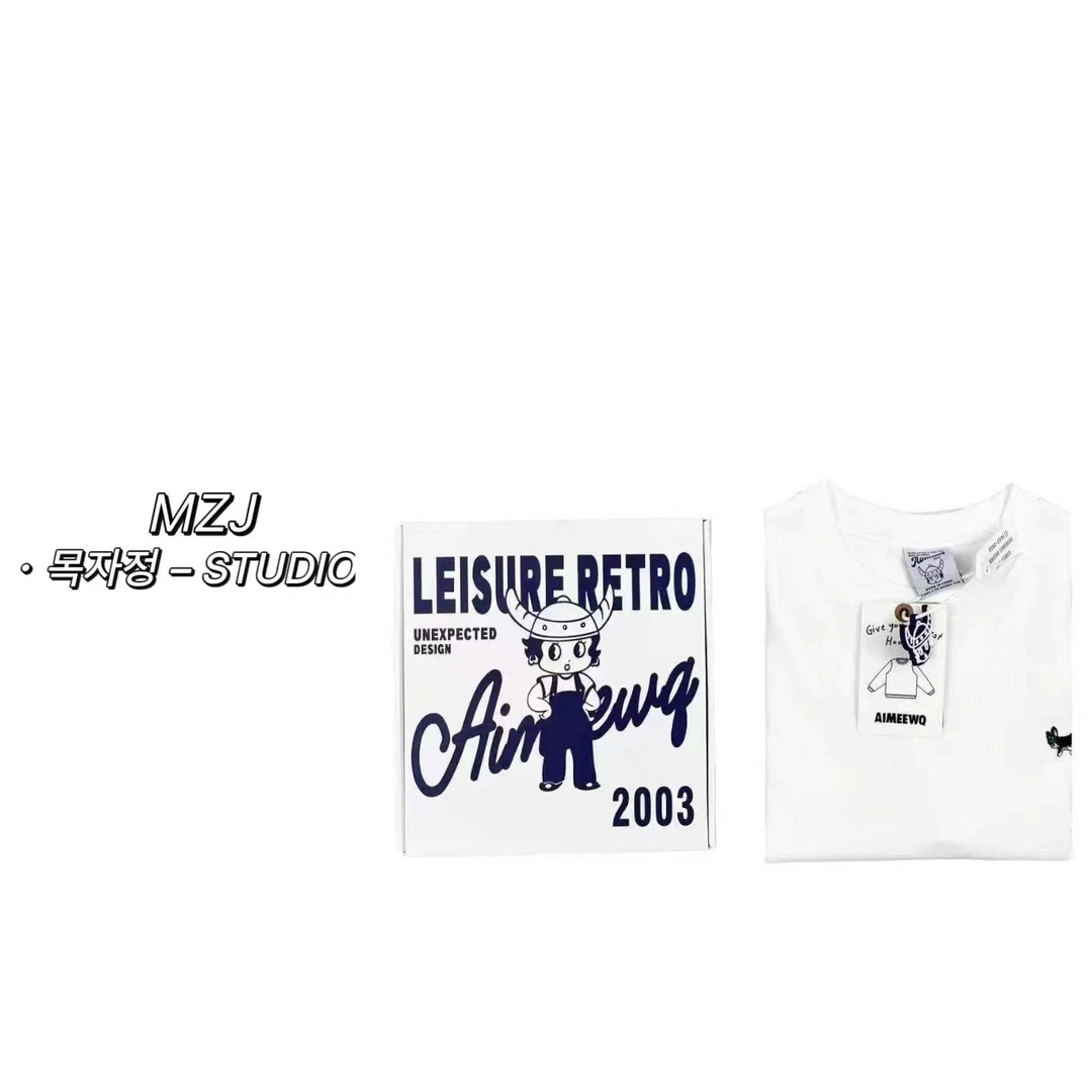 木子静-「漫游者」欧若风刺绣戴眼镜小狗运动休闲打底衫-150