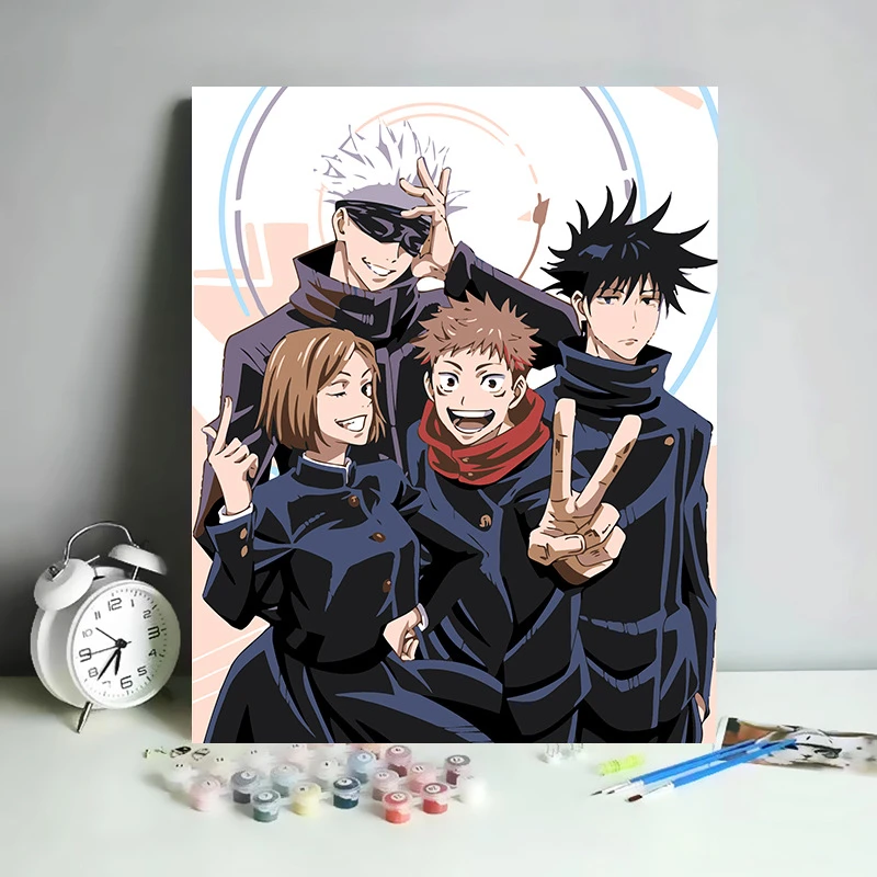 咒术回战数字油画diy手工涂色油彩画卡通动漫填充填色装饰画