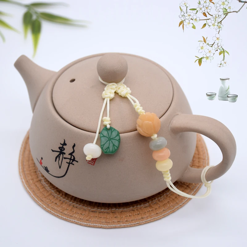 中式茶壶绳紫砂壶盖绑绳功夫茶道莲花菩提饰品小配件防摔防掉提溜