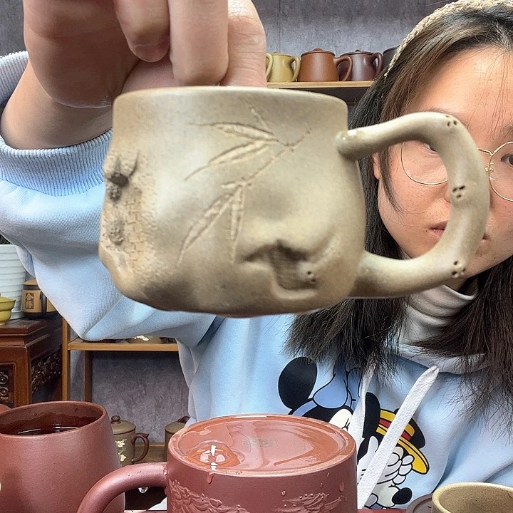 紫砂茶杯阿****椒原矿紫砂杯