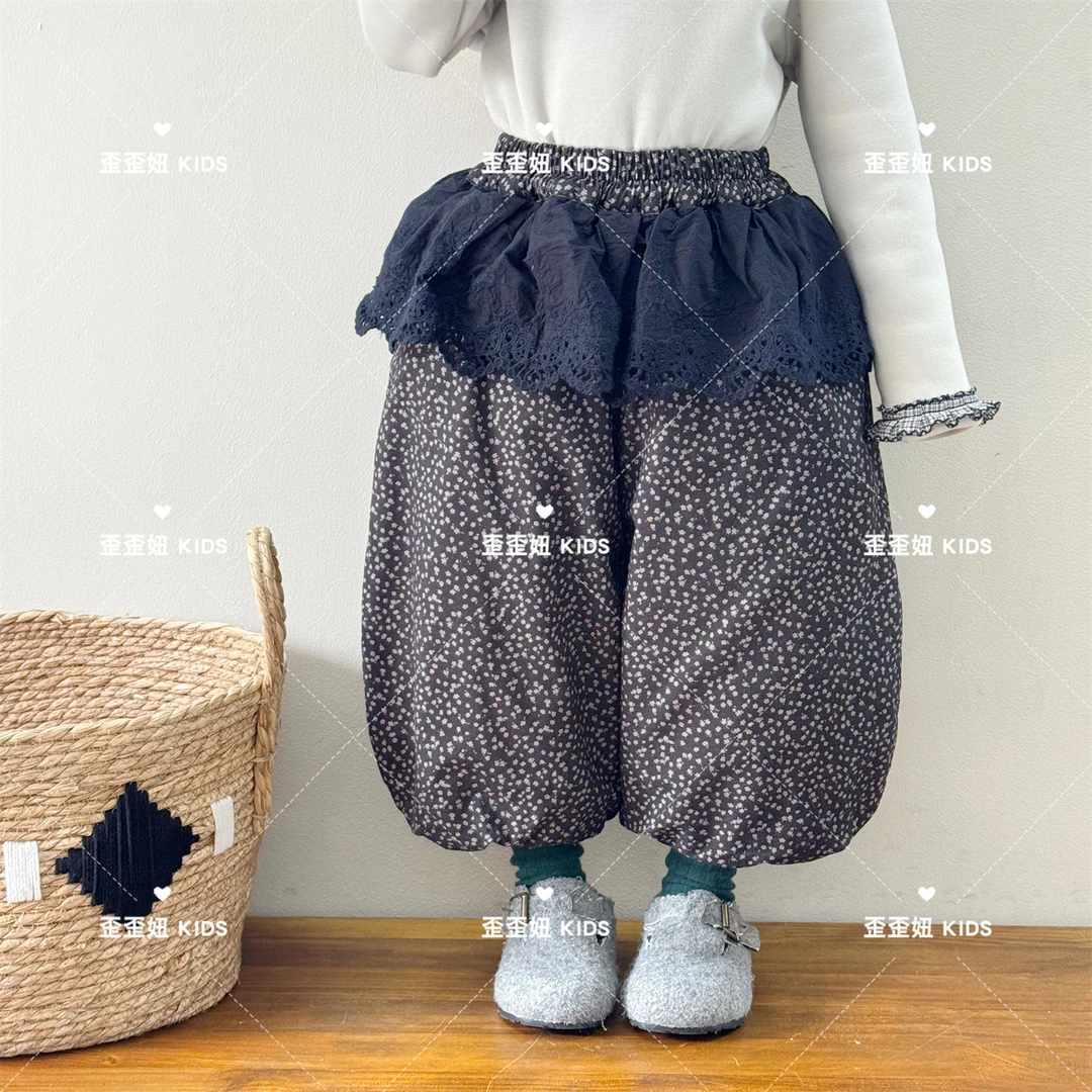【歪歪妞童装】7819女童宝宝可爱碎花灯笼裤加厚保暖裤子