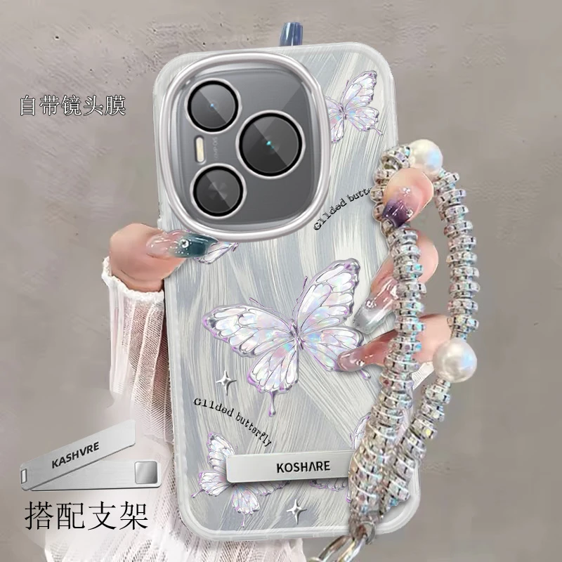 带镜头膜华为Honor荣耀Power手机壳蝴蝶DVD-AN00全包软壳羽纱新款