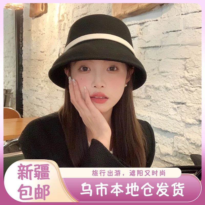 新疆包邮渔夫帽时尚女韩版帽子防晒彩胶渔夫帽遮脸礼帽夏季