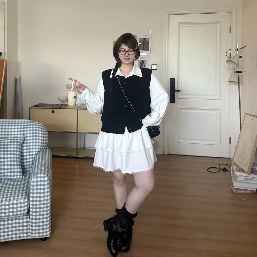 晶咕软软【层次美学】秋季减龄韩版短款纯色基础风圆领针织马甲