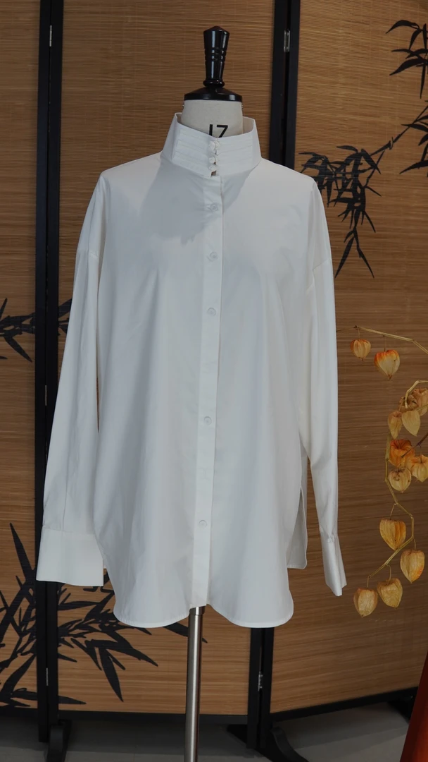 范冰冰2025新款新中式打底外穿纯棉国风白衬衣