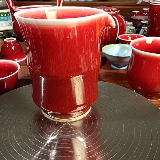 景德镇纯手工郎红公道杯