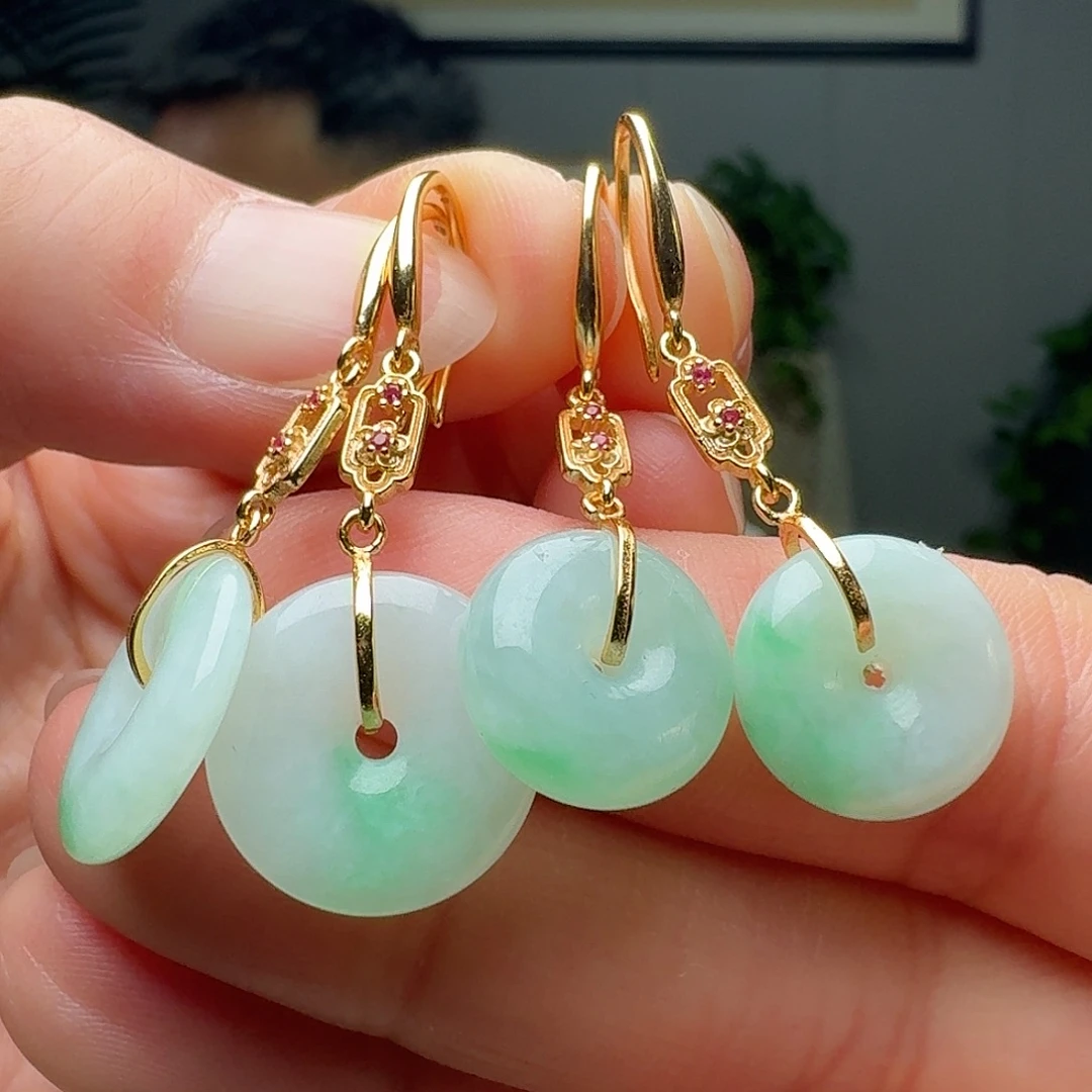 翡翠银S925镶嵌耳饰多样性发货其一