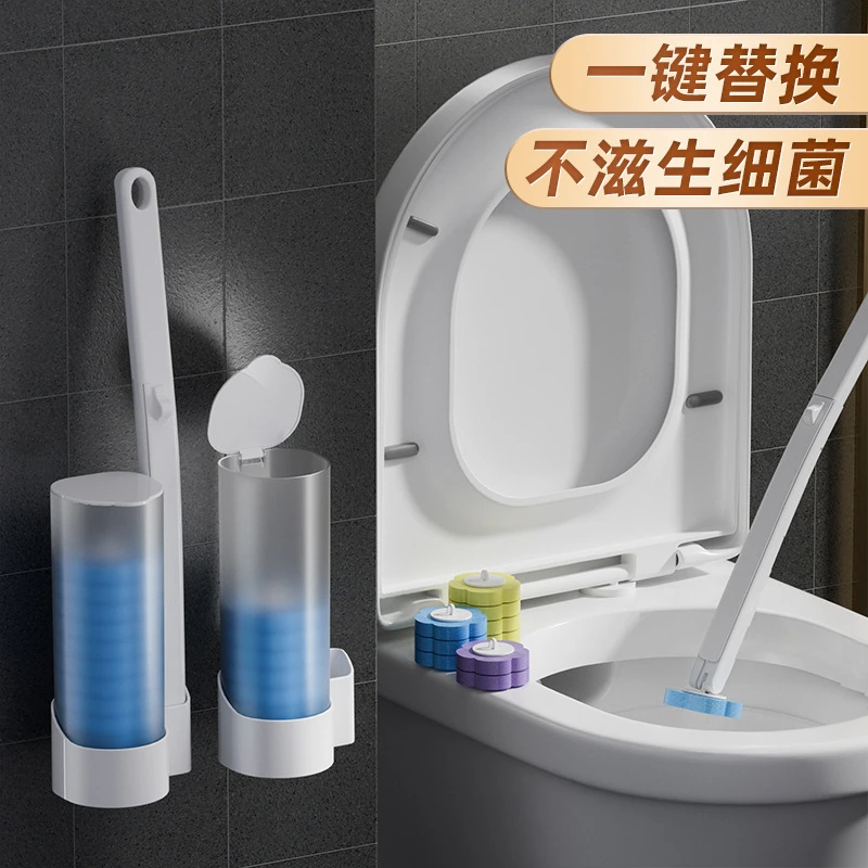 拉萨发货一次性马桶刷家用无死角厕所刷子替换头套装壁挂卫生间