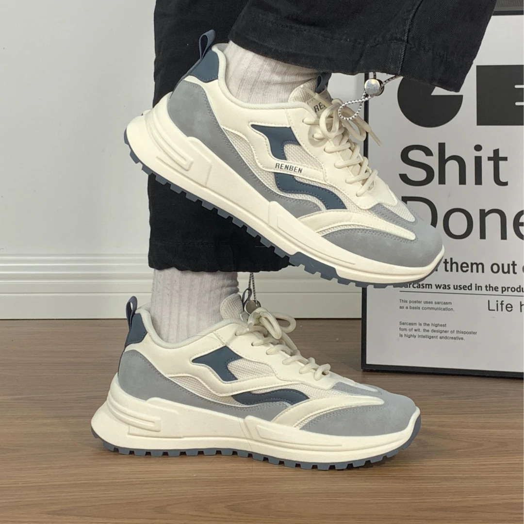 人本男鞋运动鞋潮流百搭网面透气厚底跑鞋小众原创设计时尚休闲鞋