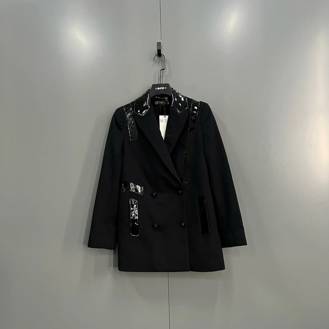 99新 VERSACE/范思哲 (ll) 黑色亮片拼接西装外套 38码/103462
