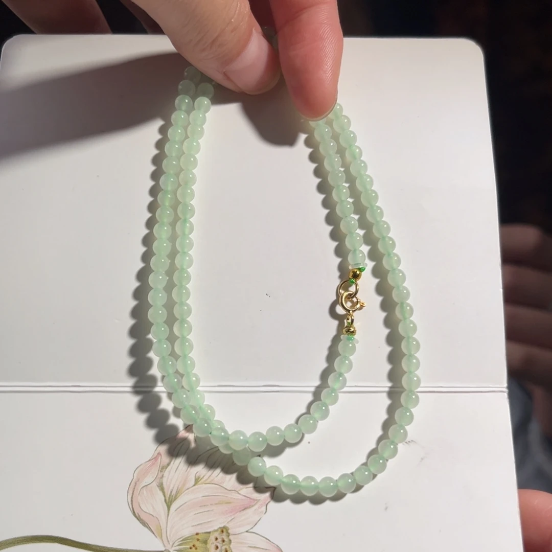 和田玉银S925镶嵌颈饰高冰晴水4mm99