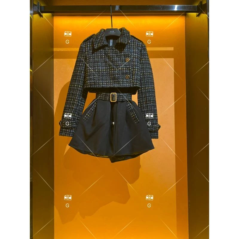 【甜心】秋冬气质小香风设计师中款羽绒服蓝色轻奢女QD-2025033